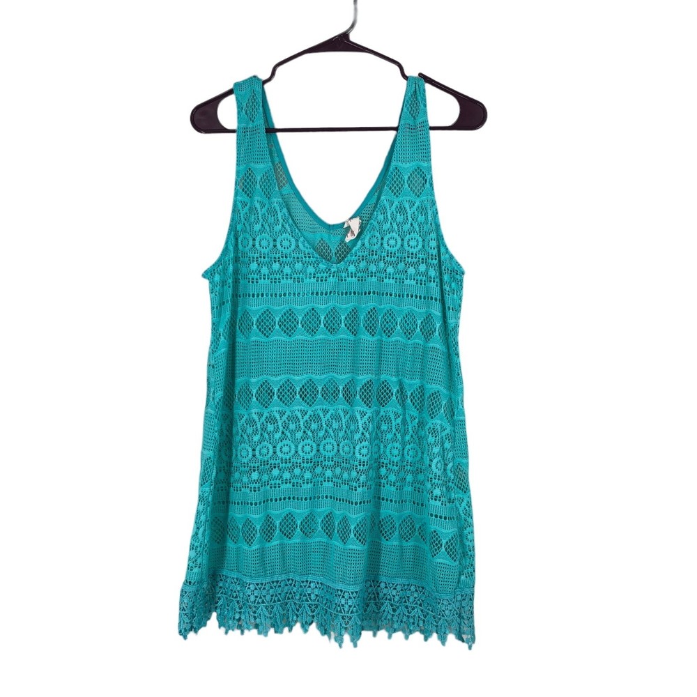 OP Swimsuit Coverup, Tank Tunic, Dress; Textured, Patterned Mesh Like Fabric M